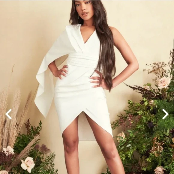 Lavish Alice Dresses Lavish Alice White Cape Shoulder Dress